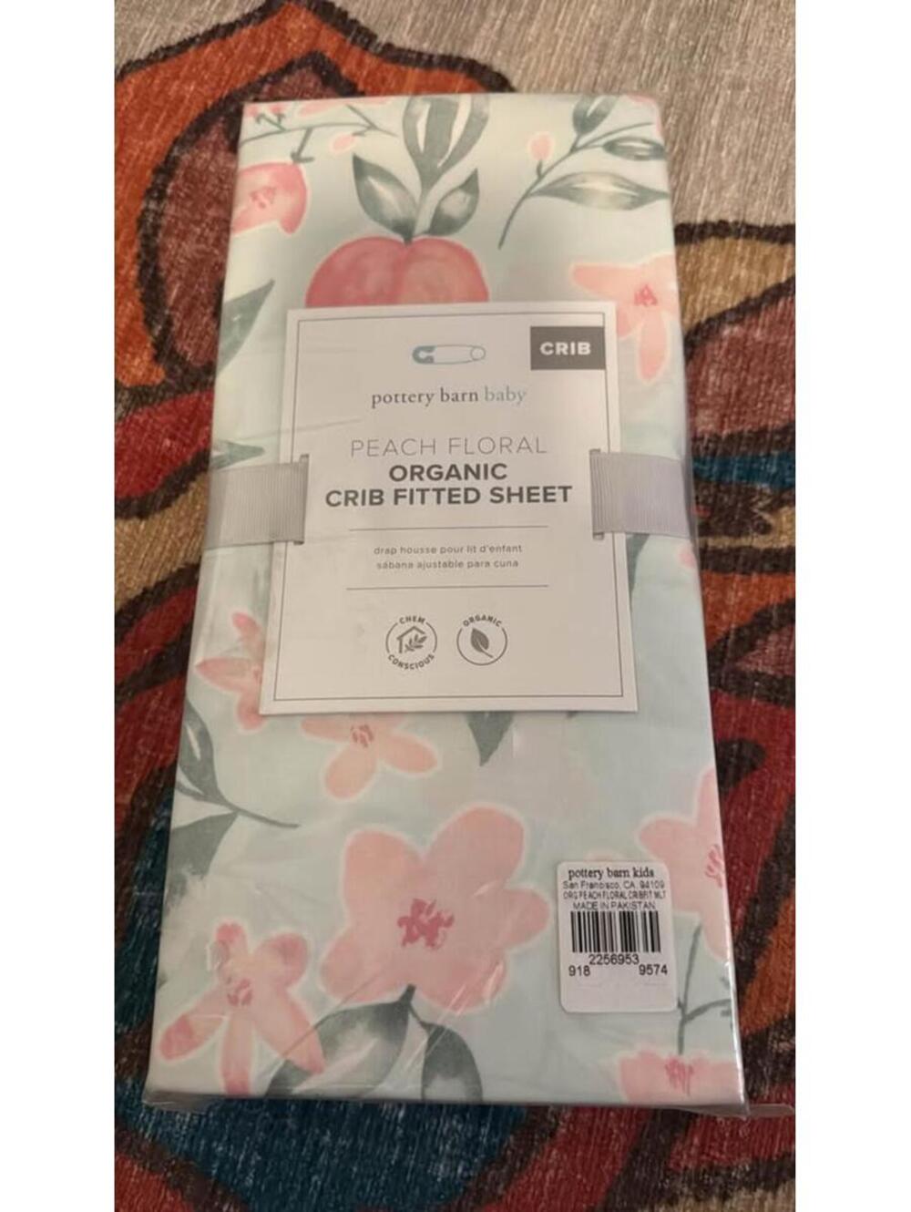Pottery barn kids NWT crib sheet peach floral